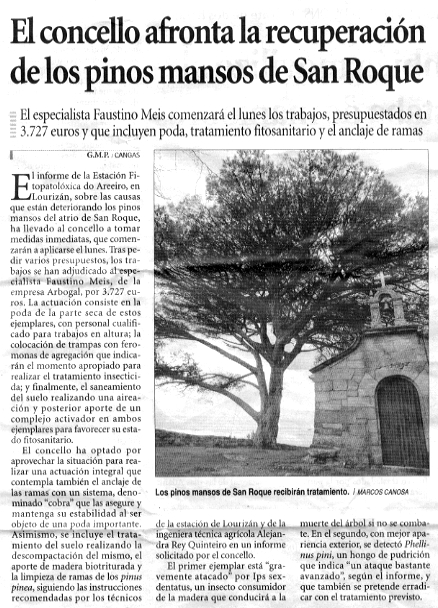 O concello afronta a recuperacin dos pieiros mansos de San Roque
