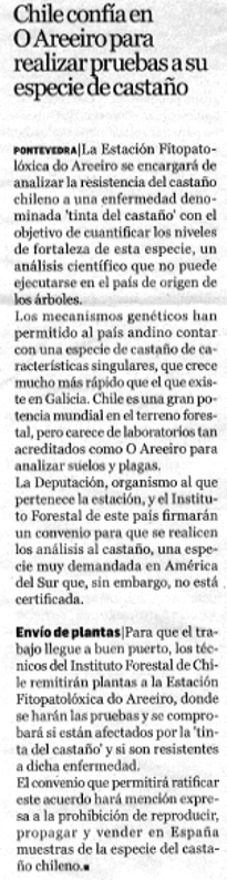Chile confa en O Areeiro para realizar probas  sa especie de castieiro