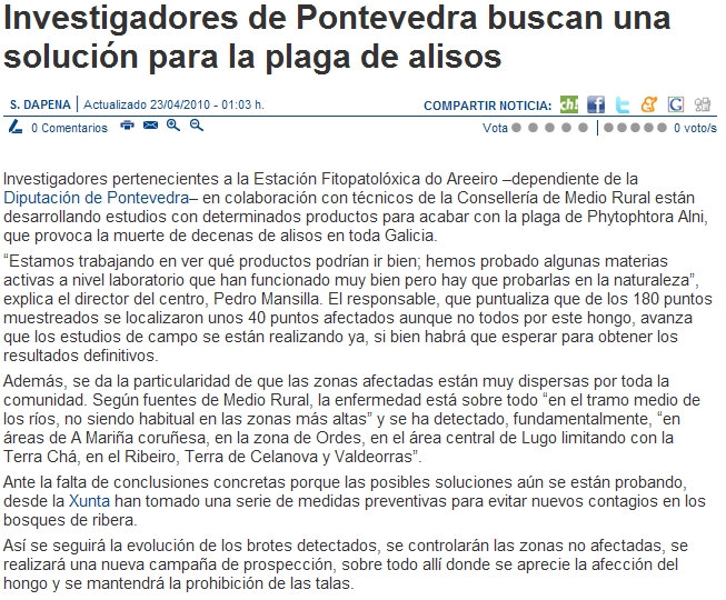 Investigadores de Pontevedra buscan unha solucin para a praga de ameneiros