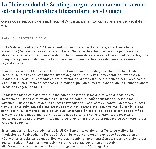 La Universidad de Santiago organiza un curso de verano sobre la problemtica fitosanitaria en el viedo