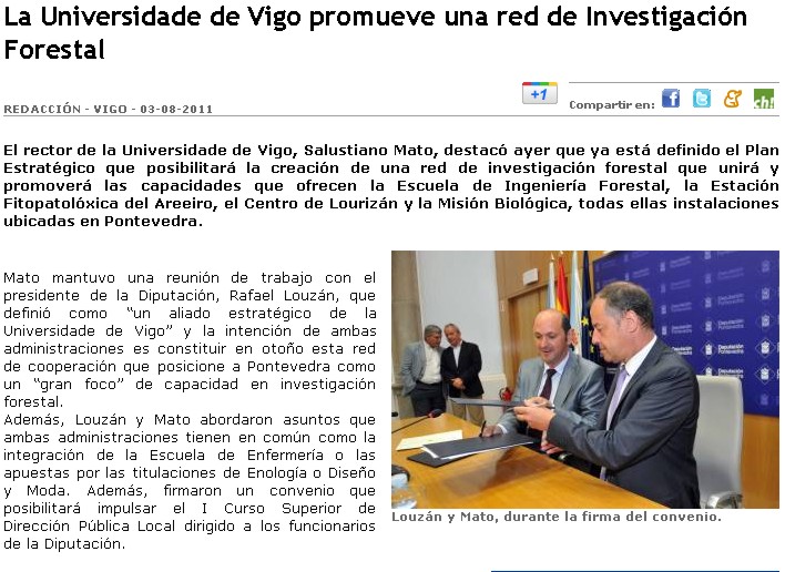 A Universidade de Vigo promove unha rede de Investigacin Forestal