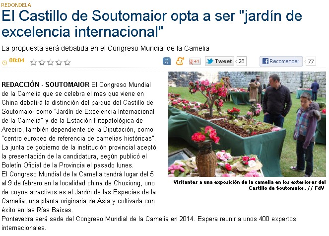 Soutomaior Castle is candidate to become "International garden of excellence"